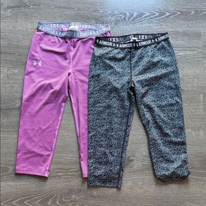 Under Armour Girls' Capri Leggings in Pink & Gray